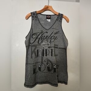 Harley-Davidson Womens Gray Tank Top with Black Accents Size‎ XL